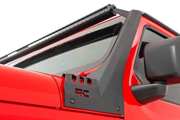 Jeep 50-inch Straight LED Light Bar Upper Windshield Kit w/ Dual-Row Black Series LED | Amber DRL (2020 Gladiator JT, 18-20 Wrangler JL)