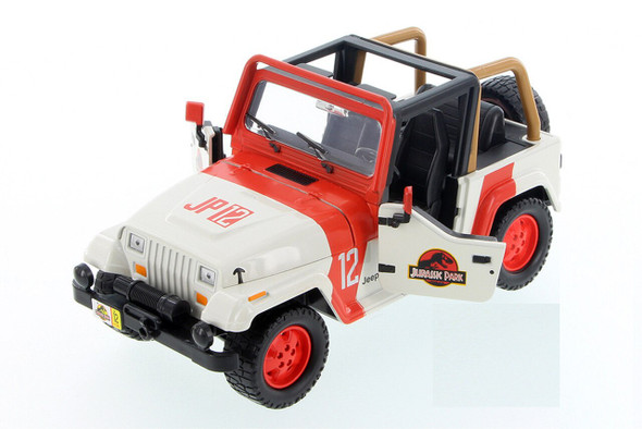 Jada Toys Jurassic World - Jeep Wrangler Off Road (1992, 1/24 scale diecast model car, Milk White)