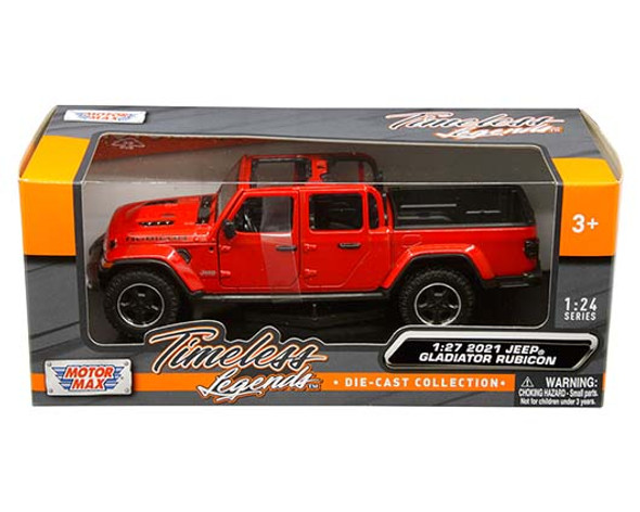 Motormax 1:27 2021 Jeep Gladiator Rubicon with open top (Red) - Timeless Legends Window Box