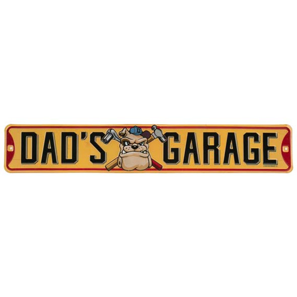 DAD'S GARAGE EMBOSSED TIN STREET SIGN