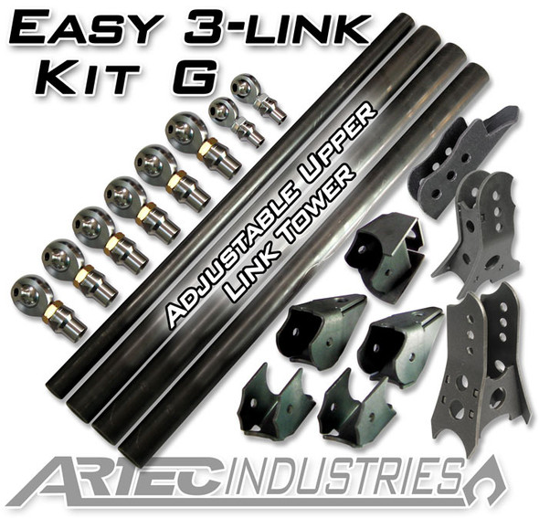 Easy 3 Link Kit G Adjustable Upper link No Tubing Outside Frame Centered Front Driver Rear Passenger Artec Industries