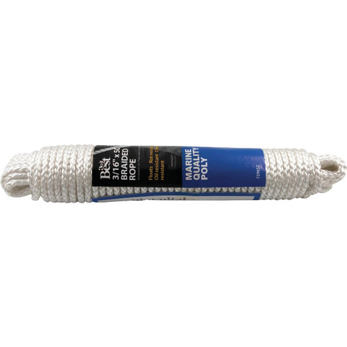 729652 - 3/16 In. x 50 Ft. White Solid Braided Polypropylene Packaged Rope