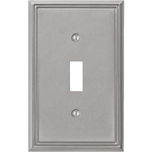 77TBN - Amerelle Metro Line 1-Gang Cast Metal Toggle Switch Wall Plate, Brushed Nickel