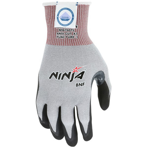 N9676DTS - Cut Resistant Gloves, Ninja, Dyneema, Small, Black/Gray