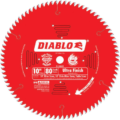 D1080X - Diablo 10 In. 80-Tooth Ultra Finish Circular Saw Blade