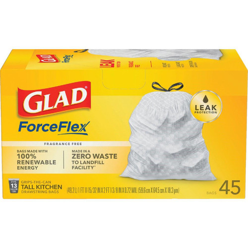 78362 - Glad 13 Gal. Tall Kitchen White Reinforced Strength Trash Bag (45-Count)