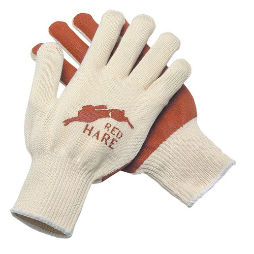 9670S - Gloves, Red Hare, Small, Cotton, Natural, Knit Wrist Cuff