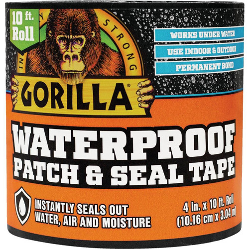 4612502 - Gorilla 4 In. x 10 Ft. Waterproof Patch & Seal Repair Tape, Black