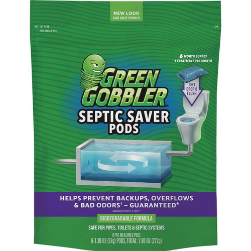 G0017A6 - Green Gobbler Septic Saver 12.77 Oz. Septic Tank Treatment (6-Pack)
