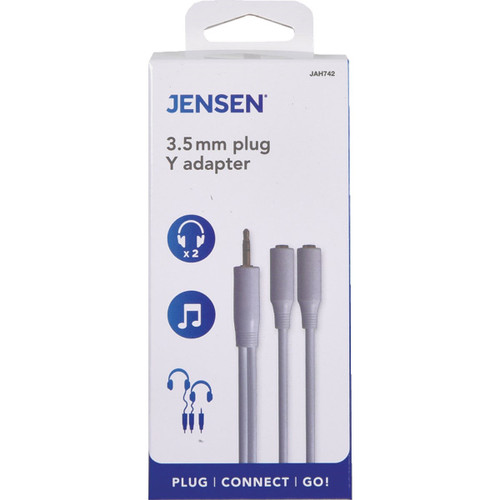 JAH742V - Jensen 3 In. White Y-Splitter Audio Cable