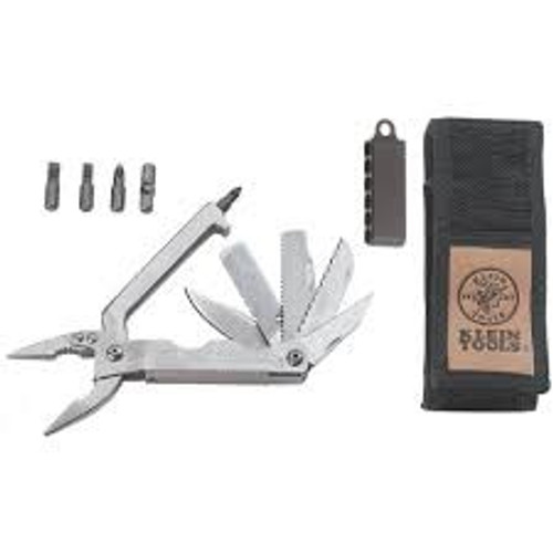 1016 - Klein TripSaver® Multi-Tool, Includes: 5 Blades: Drop Point Blade (1-7/8''), Serrated, Wood Cutting, File & Stripping Notch, and Trailing Point Blades (2-1/2''), OAL: 5.75", Material: Stainless Steel