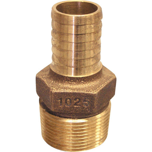 RBMANL1025 - Merrill 1-1/4 In. MIP x 1 In. Insert Red Brass Hose Barb Reducing Adapter