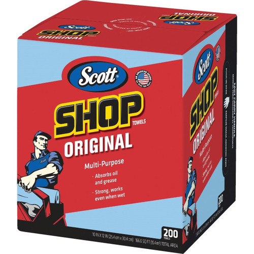 75190 - Scott 12 In. W x 10 In. L Disposable Original Shop Towel (200-Sheets)