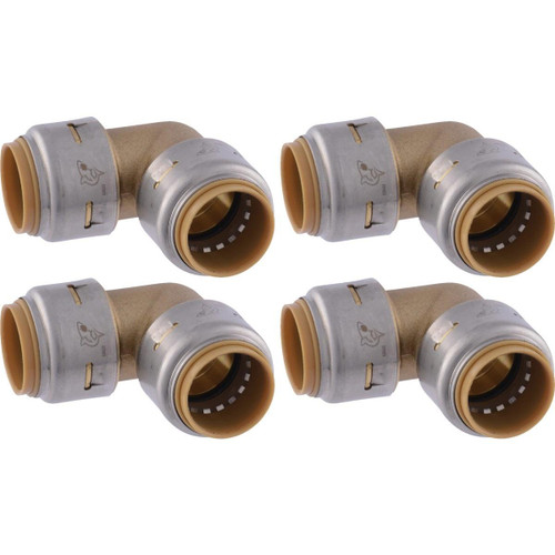 UR256A4 - SharkBite 3/4 In. x 3/4 In. 90 Deg. Push-to-Connect Brass Elbow (1/4 Bend)  (4-Pack)