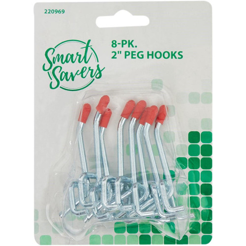 820433 - Smart Savers 2 In. Angled Pegboard Hook (8-Count)