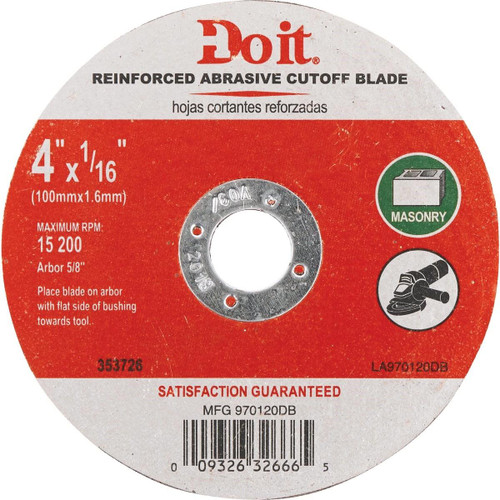 970120DB Type 1 4 In. x 1/16 In. x 5/8 In. Masonry Cut-Off Wheel