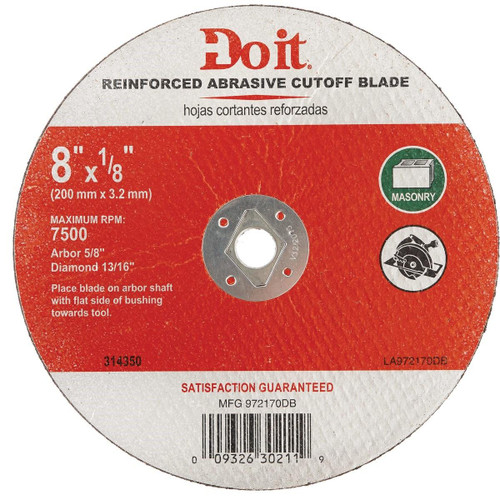 972170DB Type 1 8 In. x 1/8 In. x 5/8 In. Masonry Cut-Off Wheel