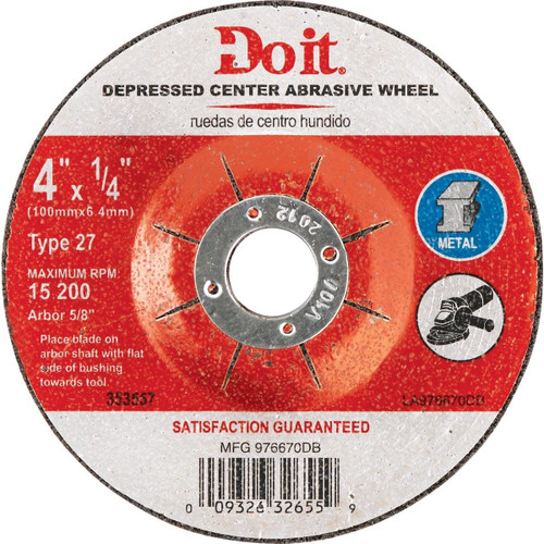 976670DB Type 27 4 In. x 1/4 In. x 5/8 In. Metal Cut-Off Wheel