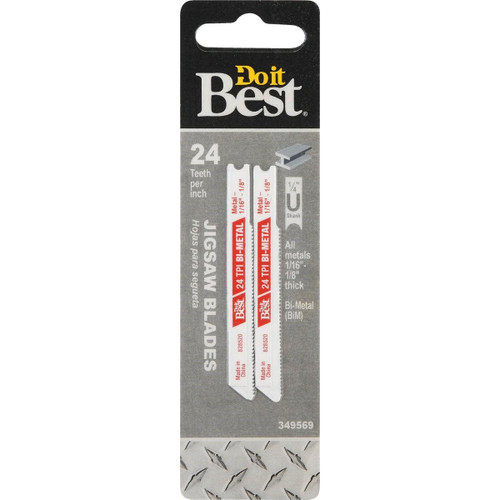 822431DB U-Shank 2-3/4 In. x 21 TPI Bi-Metal Jig Saw Blade, Metal 1/16 to 1/8 In. (2-Pack)