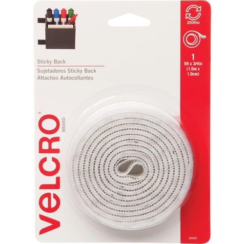 90087 - VELCRO Brand 3/4 In. x 5 Ft. White Sticky Back Reclosable Hook & Loop Roll