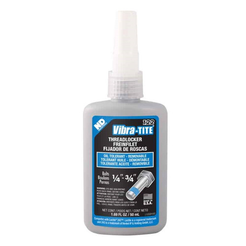 12250 - Vibra-Tite Thread Sealant, Style: Removable Grade for bolts 1/4" to 3/4" in diameter, Size: 50 ml bottle, Blue