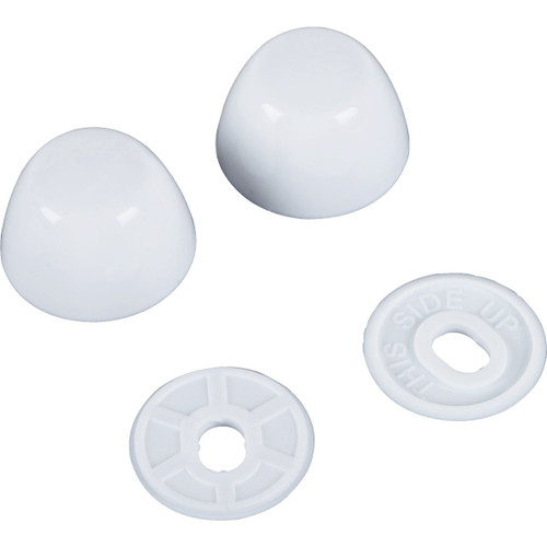 443980 White Plastic Toilet Snap-On Bolt Caps (2-Ct.)