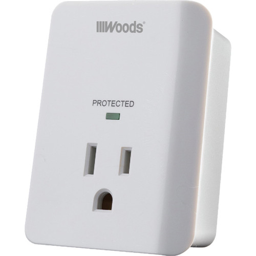 41008 - Woods 1-Outlet 15A White Surge Tap Appliance Alarm
