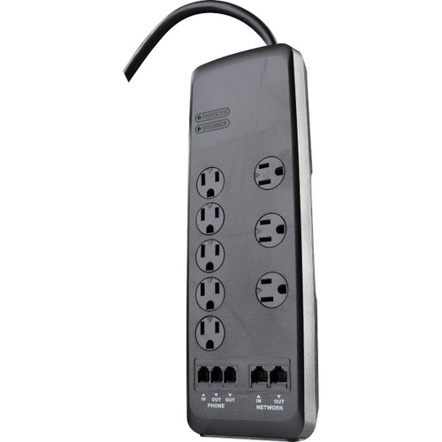 41629 - Woods 8-Outlet 3540 J Black Surge Protector Strip with 6 Ft. Cord