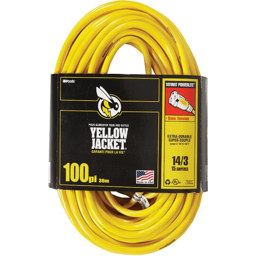 2888AC - Yellow Jacket 100 Ft. 14/3 Indoor/Outdoor Extension Cord with PowerLite Plug