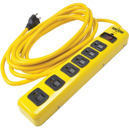 5138N - Yellow Jacket 6-Outlet 1440J Hi-Vis Yellow Surge Protector Strip with 15 Ft. Cord