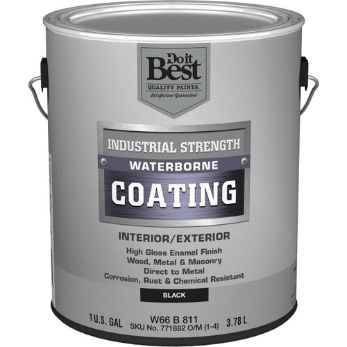 W66B00811-16 Waterborne Industrial Enamel, Black, 1 Gal.