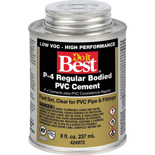 018117-24 8 Oz. Regular Bodied Clear PVC Cement