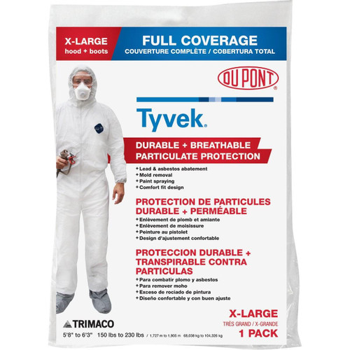 141232/12 - Dupont Tyvek XL Hooded Reusable Painter's Coveralls