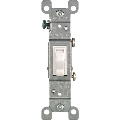 208-02651-02W Leviton Residential Grade 15 Amp Toggle Single Pole Switch, White