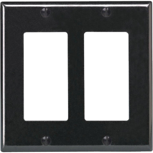 004-80409-00E - Leviton Decora 2-Gang Smooth Plastic Rocker Decorator Wall Plate, Black