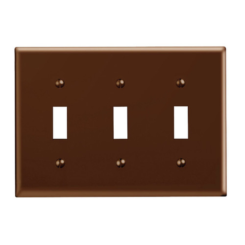 001-85011 - Leviton 3-Gang Plastic Toggle Switch Wall Plate, Brown