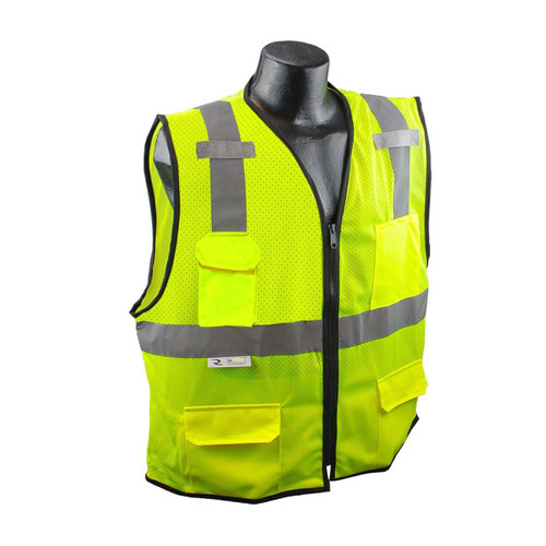 SV7E-2ZGM-L/XL - Radians SV7E Surveyor Class 2 Safety Vest, Color: Lime Green, Size: Large/Extra Large. Priced and sold by each.