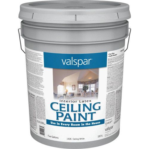 028.0015029.008 - Valspar Latex Flat Ceiling Paint, White, 5 Gal.