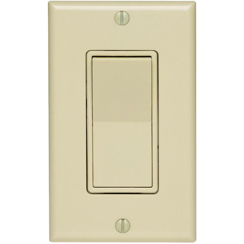 C25-05671-02I Residential Grade 15 Amp Rocker Single Pole Switch, Ivory