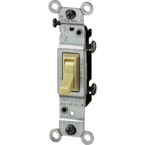 S01-01451-2IS - Leviton Residential Grade 15 Amp Toggle Single Pole Grounded Switch, Ivory