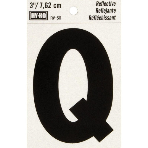 RV-50Q - Hy-Ko Vinyl 3 In. Reflective Adhesive Letter, Q