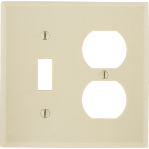 001-86005 - Leviton 2-Gang Plastic Single Toggle/Duplex Outlet Wall Plate, Ivory