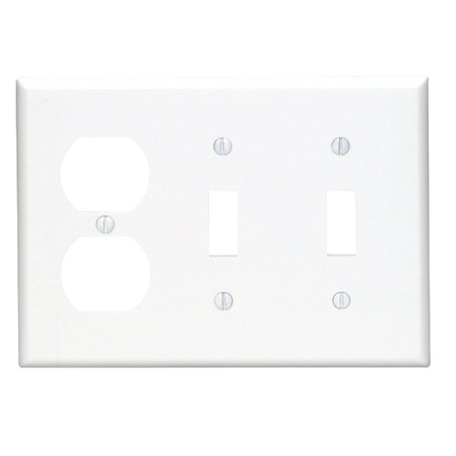 001-88021 - Leviton 3-Gang Plastic 2-Toggle/Duplex Outlet Wall Plate, White