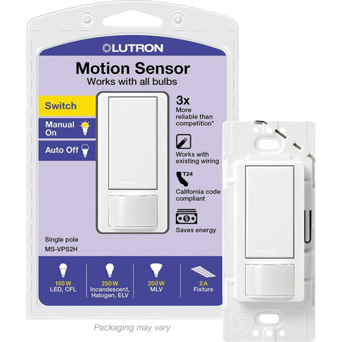 MS-VPS2H-WH - Lutron Maestro White 900 Sq. Ft. 180 Deg. Detection Occupancy Sensor Switch