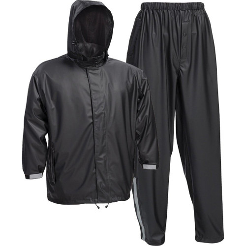 44520/2XL - West Chester Protective Gear 2XL 3-Piece Black Polyester Rain Suit