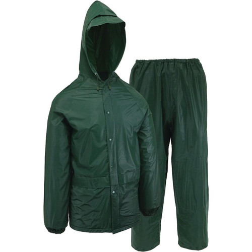 44100/L - West Chester Protective Gear Large 2-Piece Green PVC Rain Suit