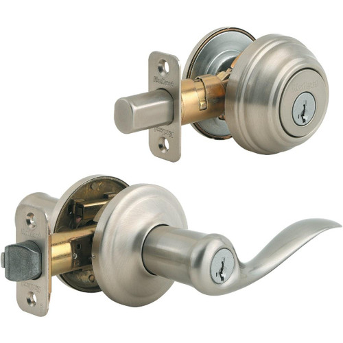 991TNL 15 SMT CP - Kwikset Signature Series Satin Nickel Deadbolt and Lever Combo with Smartkey