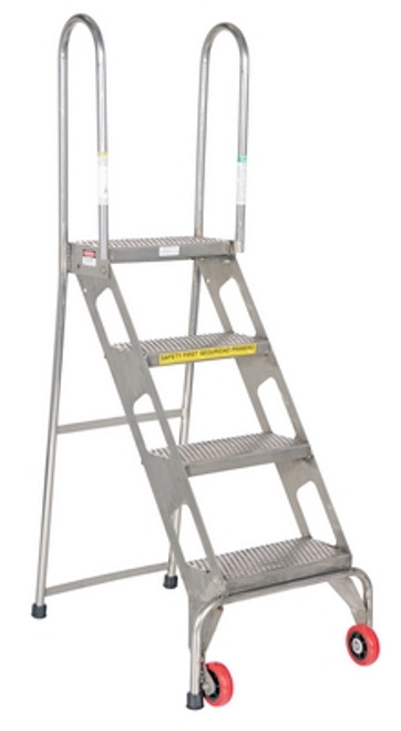 Vestil - FLAD-4-SS - 4 Step SS Folding Ladder w/Wheels
