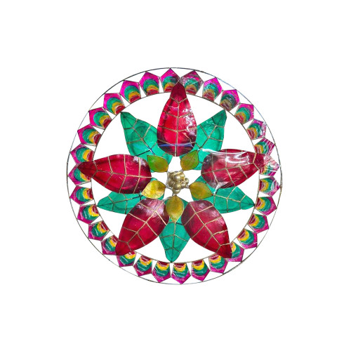 Noche Buena  Parol na Capiz Poinsettia with Ring, 30 inches