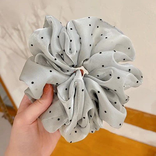 Polka Dot Silk Scrunchie